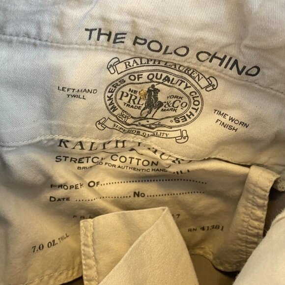 Polo Ralph Lauren Mens Chino Pants 38x32 Stretch Straight Fit Beige Cotton Blend - Picture 11 of 16